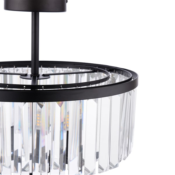 (image for) Laura Ashley Elkwood 3 Light Semi-Flush Crystal and Black